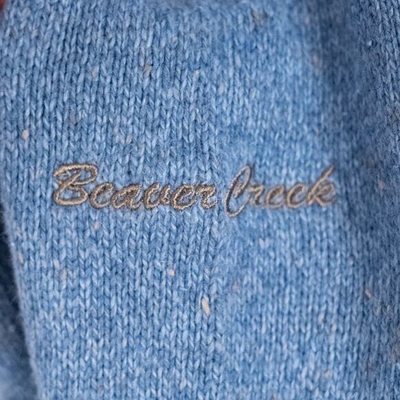 Woolrich x Beaver Creek Resort Women's Sweater Blue Ramie Wool 1/4 Zip Mock Neck - Picture 6 of 6